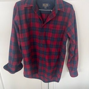 Y2K Pendleton Fireside Shirt Fitted Tartan Plaid Checks WOOL Flannel Shirt L Red